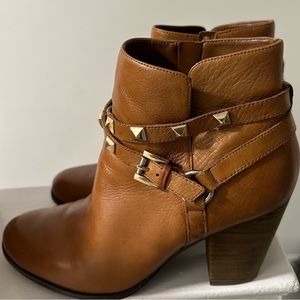 Tan leather booties
